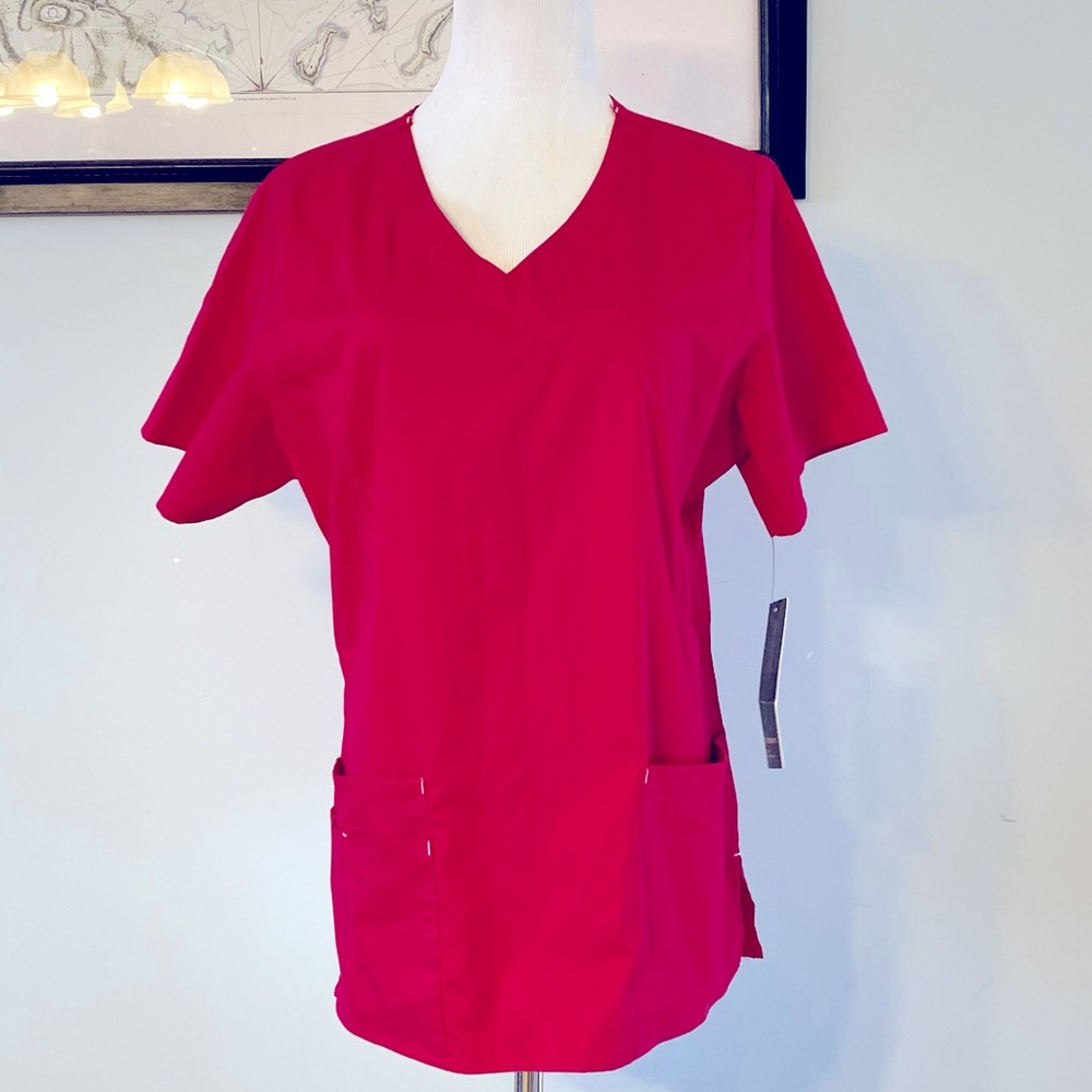 NWT Maevn Scrub Top, Fuscia Pink, Size Medium